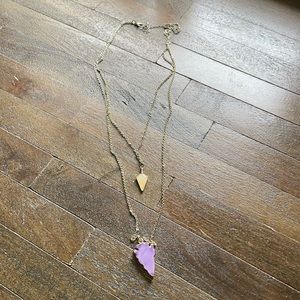 Purple arrow head double necklace